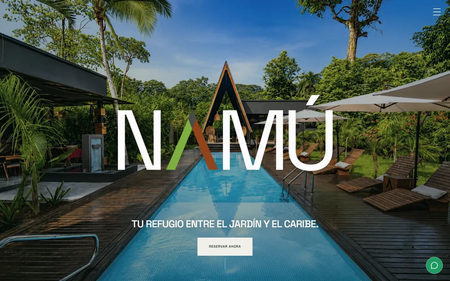 Página inicial do site do Namú Garden Hotel & Spa